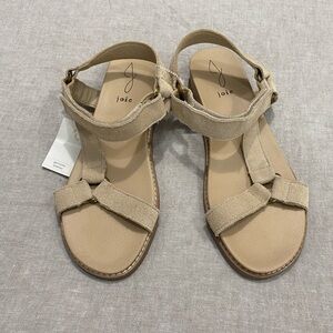 Joie, Women's Leather Flat Sandals,Crisscross Straps and Buckle,Size 9.5 Tan